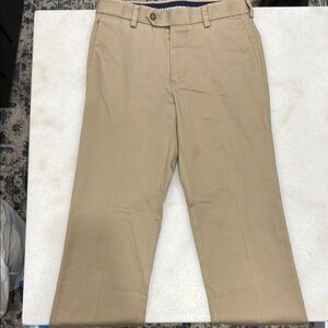 Roundtree & Yorke Tan Chinos Flat Front Cotton Blend